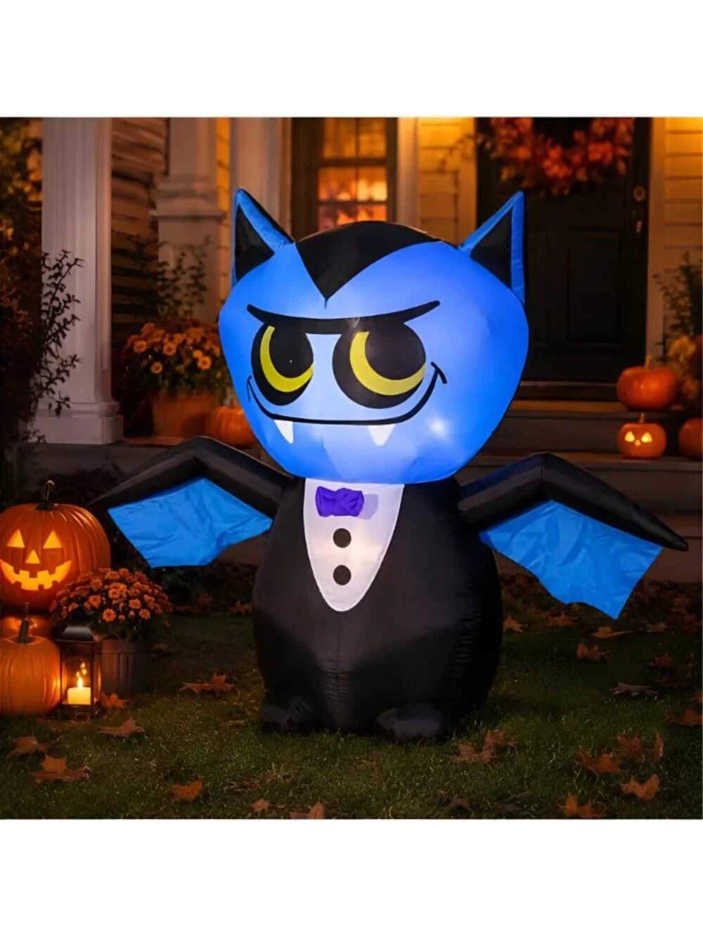 4FT Halloween Inflatable Vampire Bat Decoration with LED Lights, Cute Blow Up